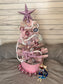 NAUTICAL CHRISTMAS TREE SET by Pontoon Girl® - PINK THEME - 24" - 2FT Mini Nautical Christmas Tree with Lights 30 LEDs & 30 Ornaments, Nautical Village, Small Tabletop Christmas Trees Decorations Desk Room Office Home Decor Xmas