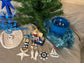 NAUTICAL CHRISTMAS TREE SET by Pontoon Girl® - BLUE THEME - 24" - 2FT Mini Nautical Christmas Tree with Lights 30 LEDs & 30 Ornaments, Nautical Village, Small Tabletop Christmas Trees Decorations Desk Room Office Home Decor Xmas