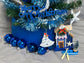 NAUTICAL CHRISTMAS TREE SET by Pontoon Girl® - BLUE THEME - 24" - 2FT Mini Nautical Christmas Tree with Lights 30 LEDs & 30 Ornaments, Nautical Village, Small Tabletop Christmas Trees Decorations Desk Room Office Home Decor Xmas