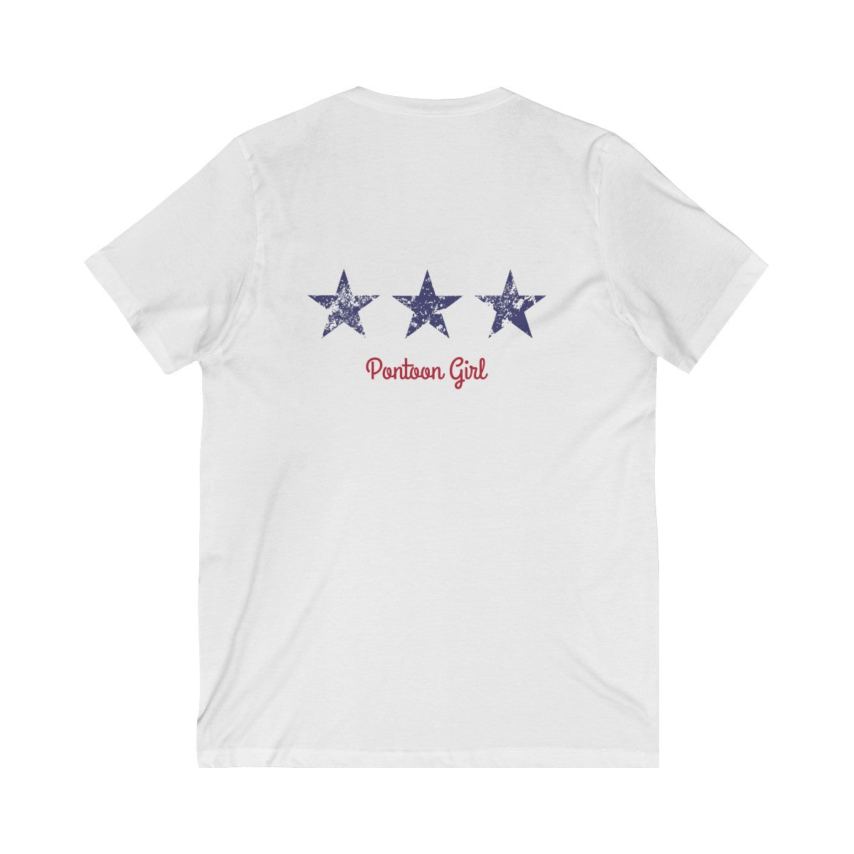 Pontoon Girl - Red White and Toon - Contemporary Flag V Neck T Shirt