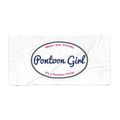 Pontoon Girl Beach Towel - White