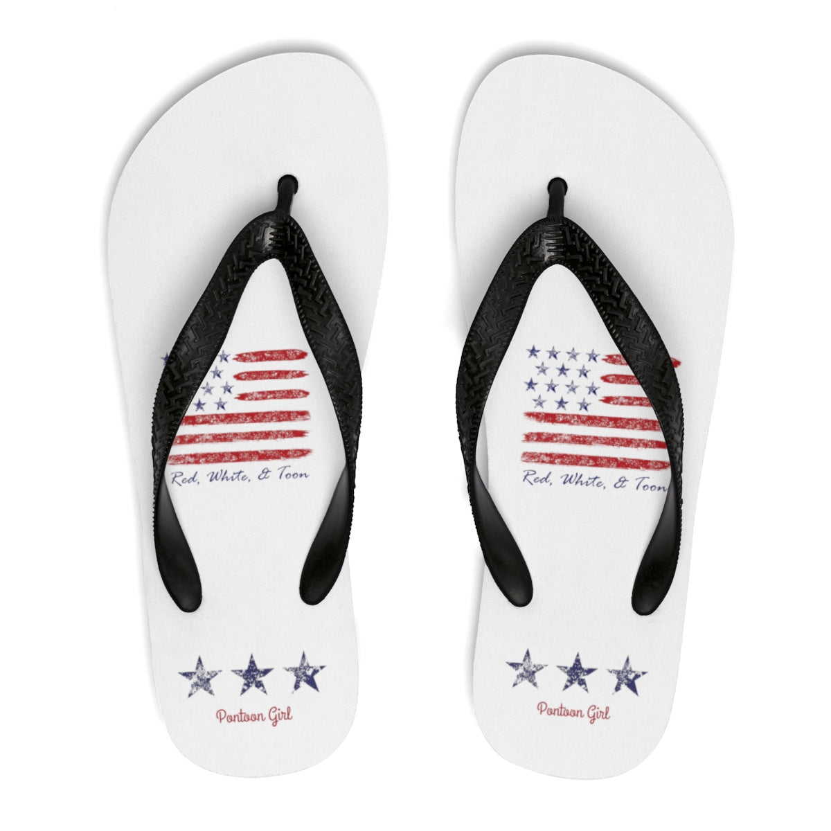 Pontoon Girl - Red White and Toon - Flip Flops - Contemporary Flag