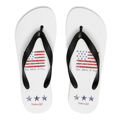 Pontoon Girl - Red White and Toon - Flip Flops - Contemporary Flag