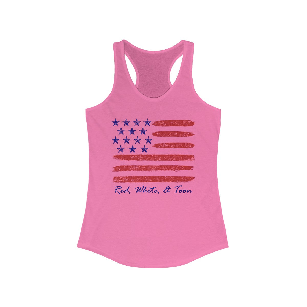 Pontoon Girl - Red White and Toon - Contemporary Flag Racerback Tank Top