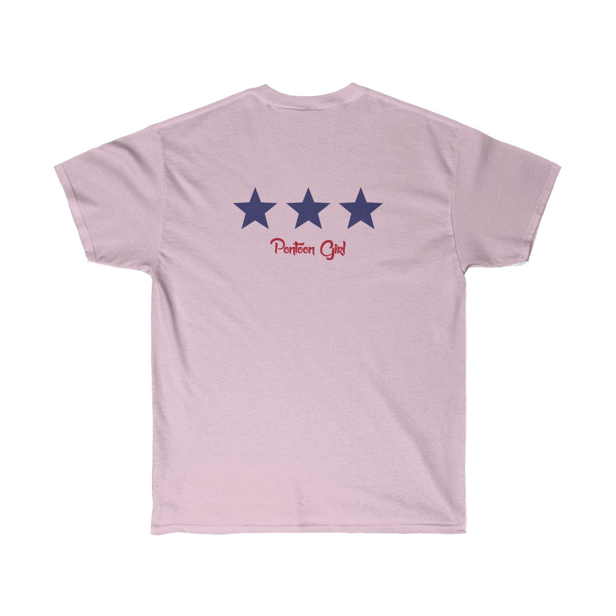 Pontoon Girl - Red White and Toon - Classic American Flag - TWO SIDED T shirt