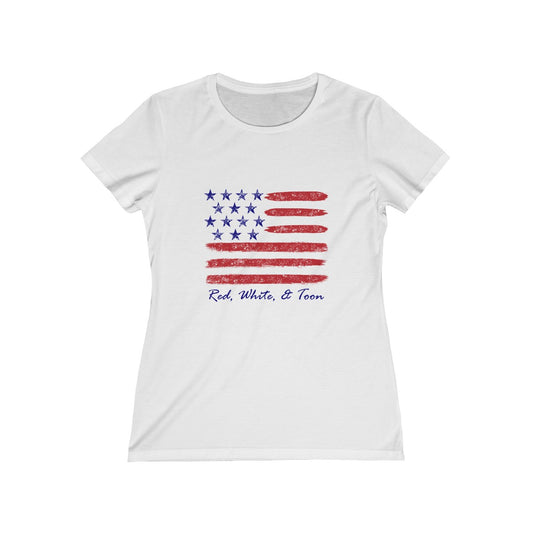 Ladies Cut - Red White and Toon Contemporary Flag Design