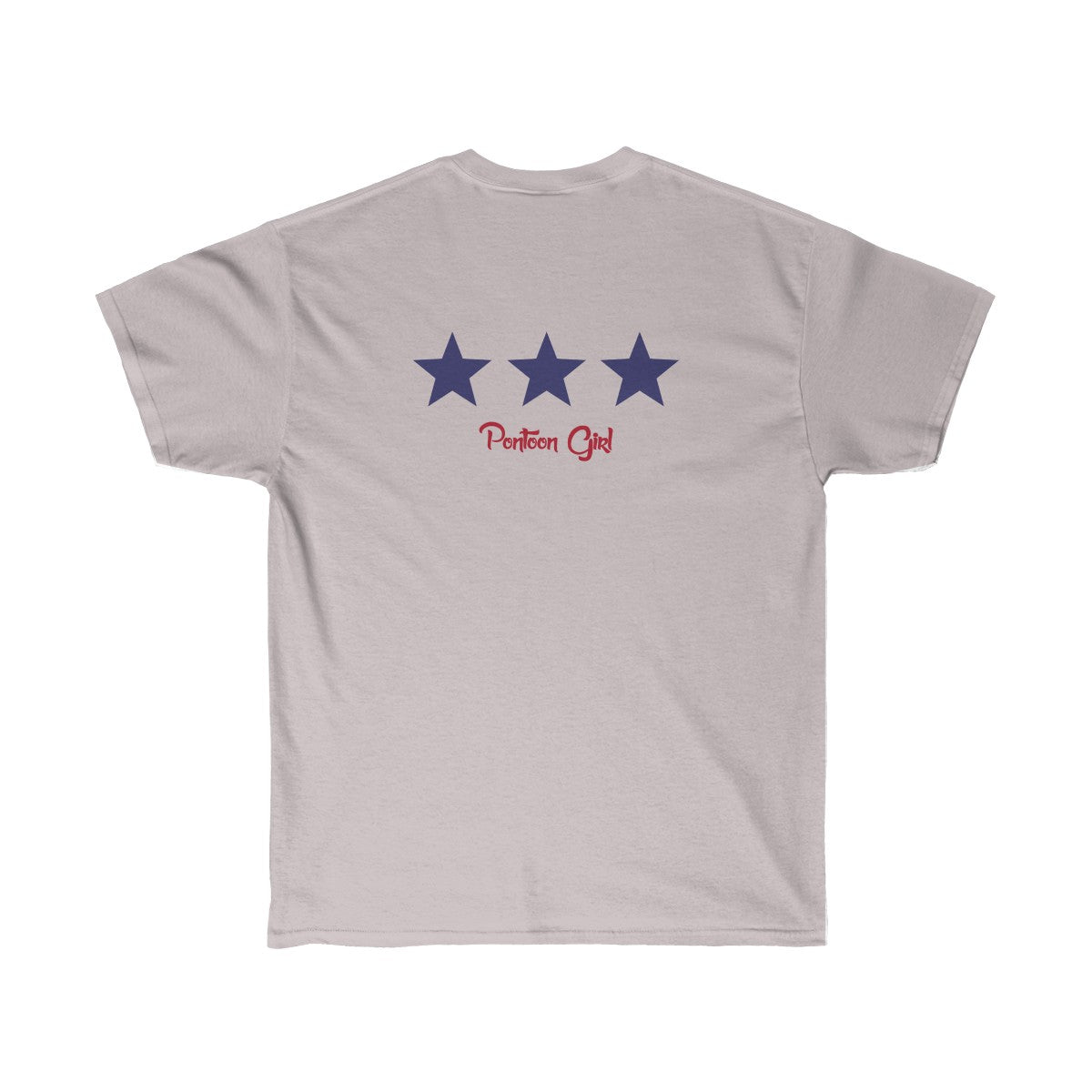 Pontoon Girl - Red White and Toon - Classic American Flag - TWO SIDED T shirt