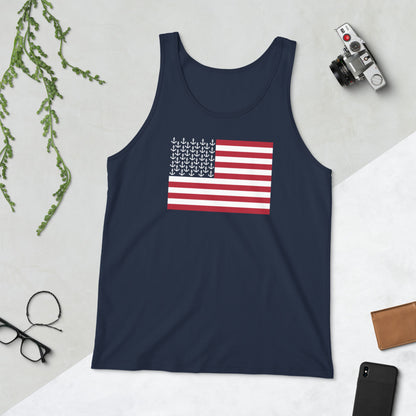 Boat Anchor Stars and Stripes Unisex Tank Top - Red White and Toon Collection by Pontoon Girl
