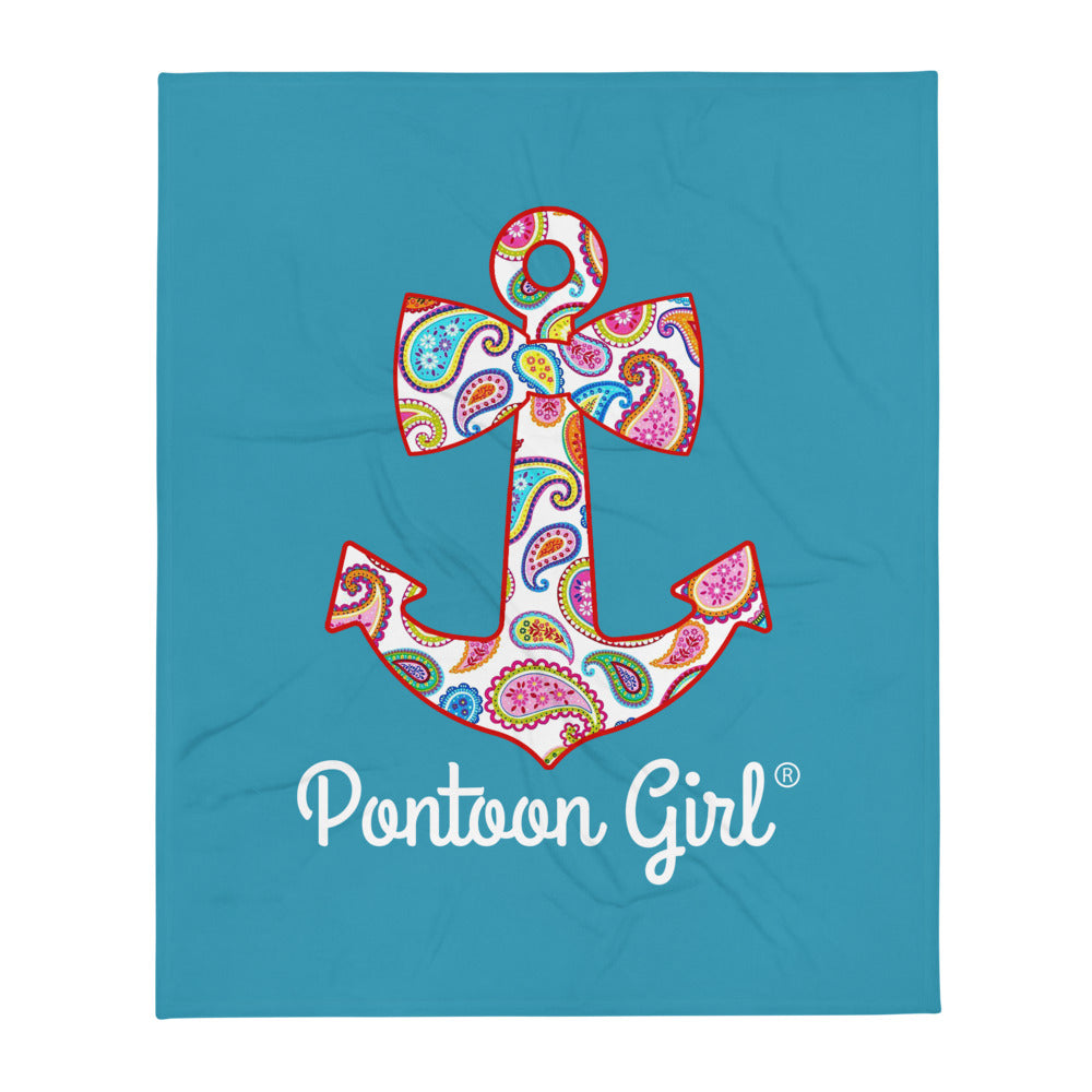 Pontoon Girl® - Throw Blanket With Sweet Anchor