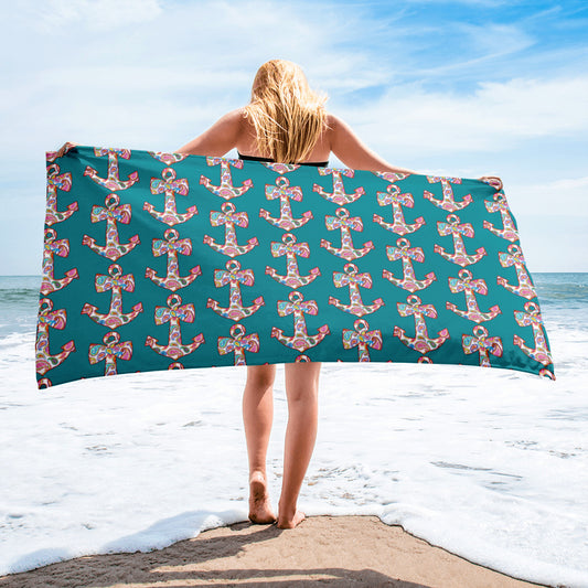 Sweet Anchor Beach Towel - Clean Boater Pledge by Pontoon Girl®