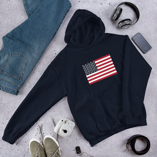 Anchors and Stripes American Flag Boater Unisex Hoodie - Red White and Toon Collection by Pontoon Girl®