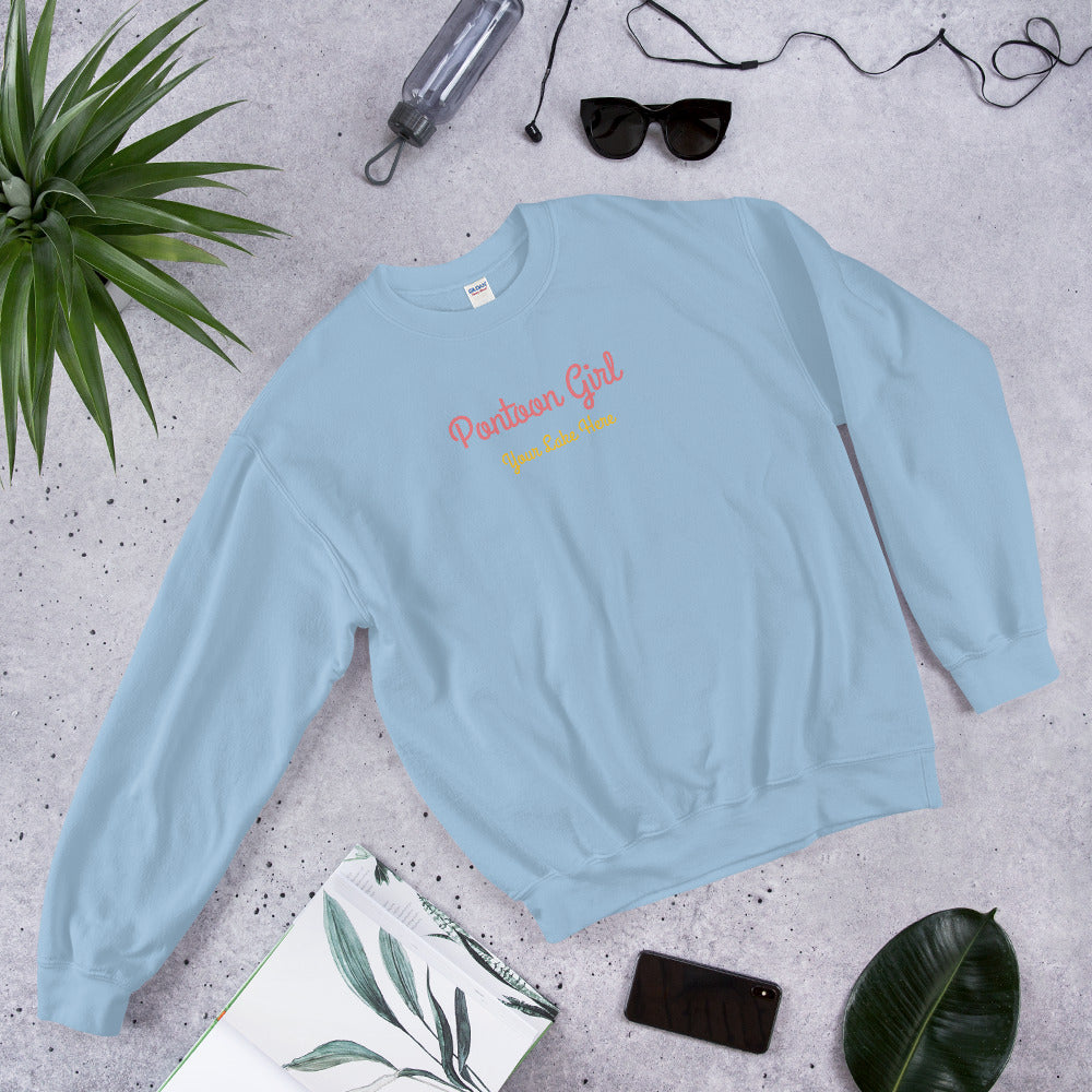 Pontoon Girl - Customizable Unisex Sweatshirt - Add Your Favorite Boating Spot to this Sweatshirt