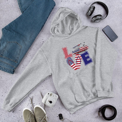Love Flip Flopy American Flag Design Unisex Hoodie - Red White and Toon by Ponton Girl®