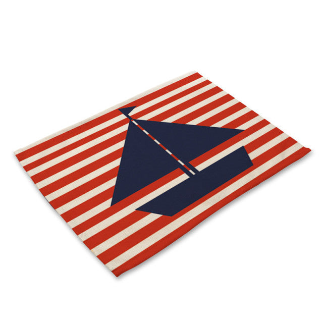 Nautical Deal - Placemat - Red Stripe Sail Boat