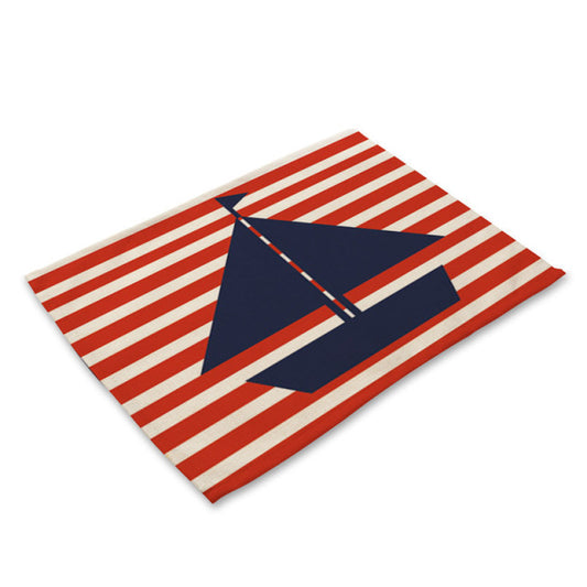 Nautical Deal - Placemat - Red Stripe Sail Boat