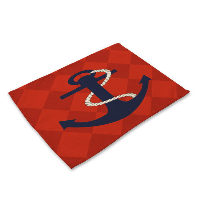 Nautical Deal - Placemat - Red Diamond Anchor