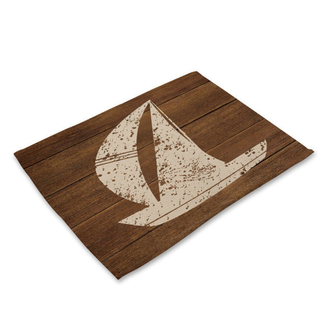 Nautical Deal - Placemat - Teak Style Sail Boat