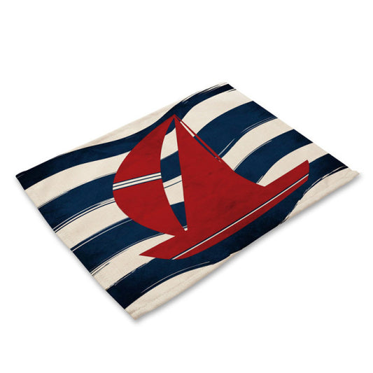 Nautical Deal - Placemat - Wavy Line Sail Boat