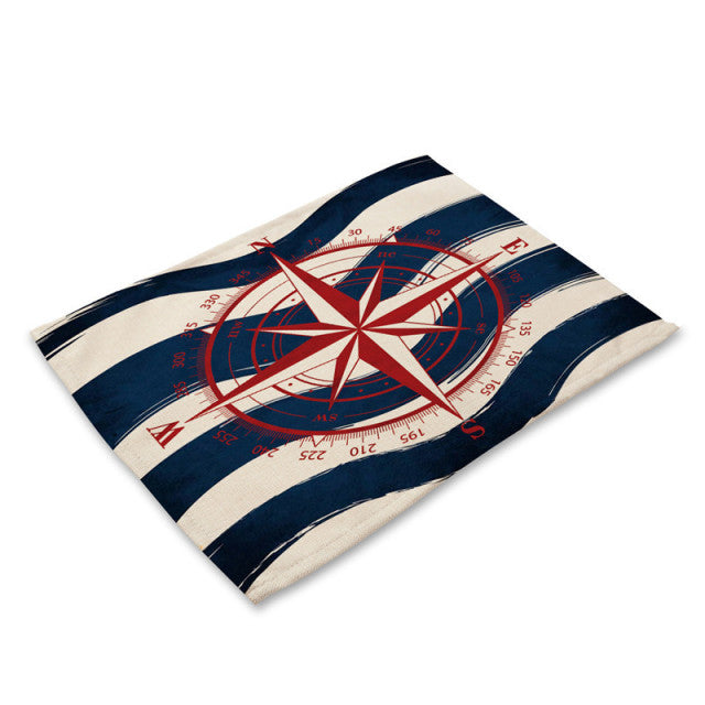 Nautical Deal - Placemat - Wavy Line Compass