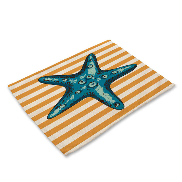 Nautical Deal - Placemat - Teal Starfish
