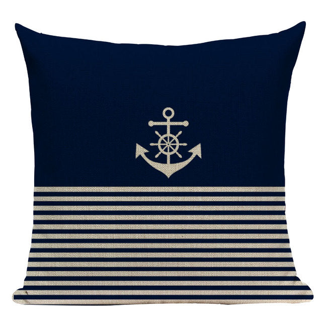 Nautical Deal - Pillow Case - Small Anchor and Ship's Wheel