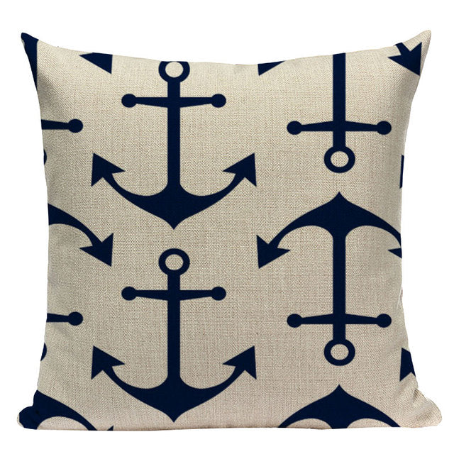 Nautical Deal - Pillow Case - Big Anchor Pattern