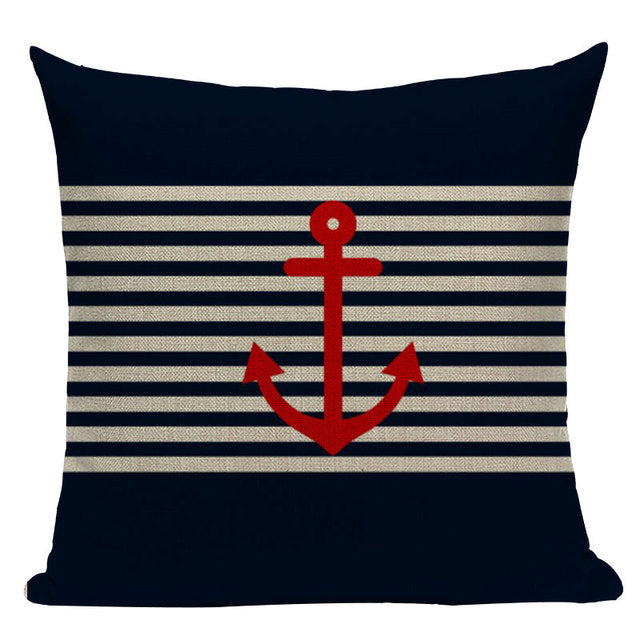 Nautical Deal - Pillow Case - Red Anchor